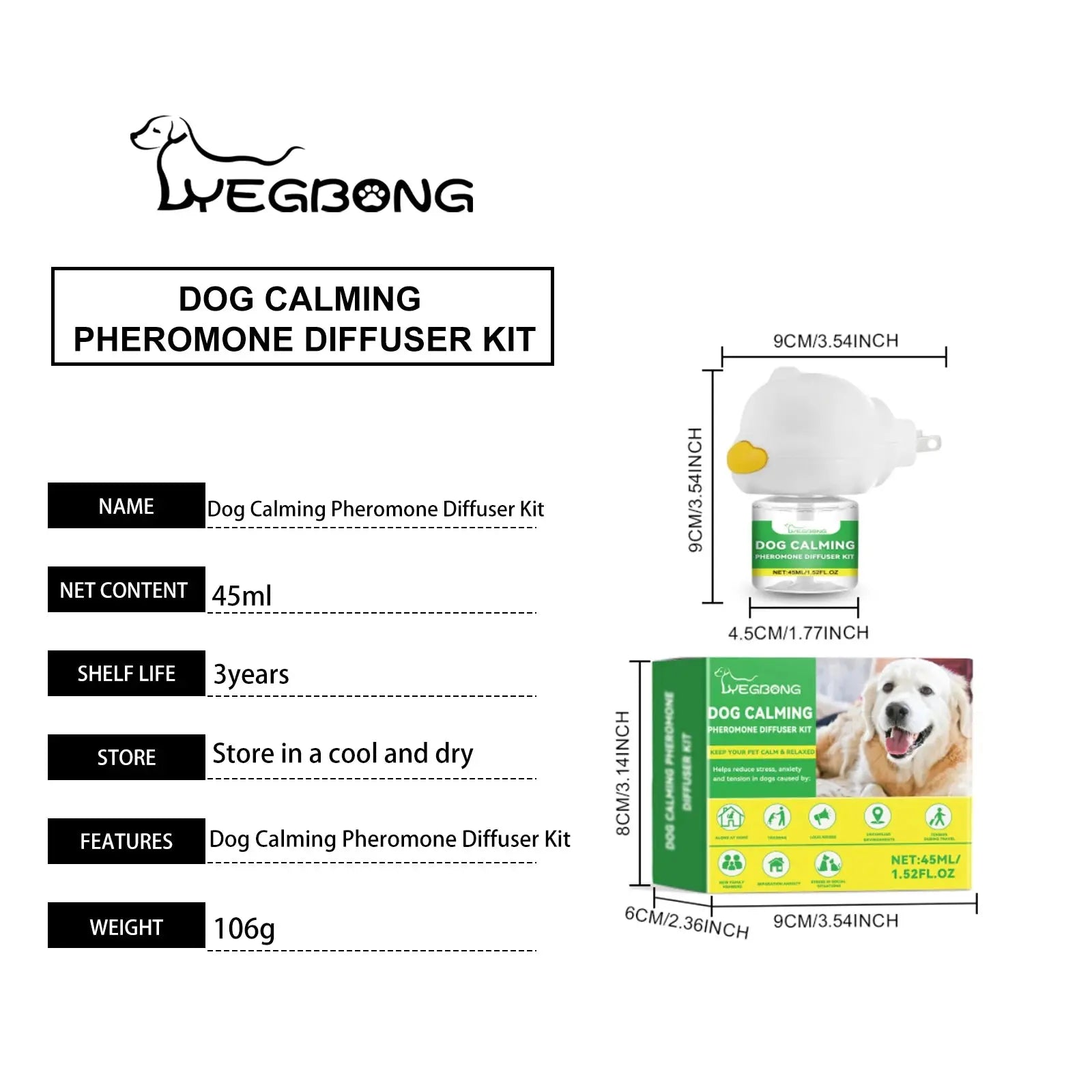 Dog Calming Diffuser Kit, Anxiety Relief For Pets With Separation Stress, Helps Reduce Fear Of Fireworks & New Environments WLP Company