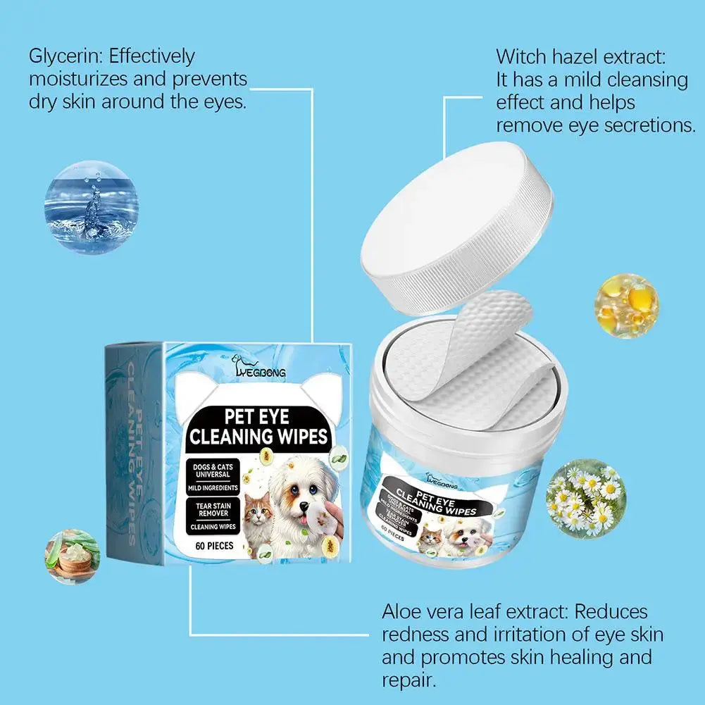 pet eye cleansing wipes Eye Cleansing Finger Wipes Cat & Dog Cleansing Wipes Eye Cleansing Decontamination Wipes Gentle Easy To Carry WLP Company