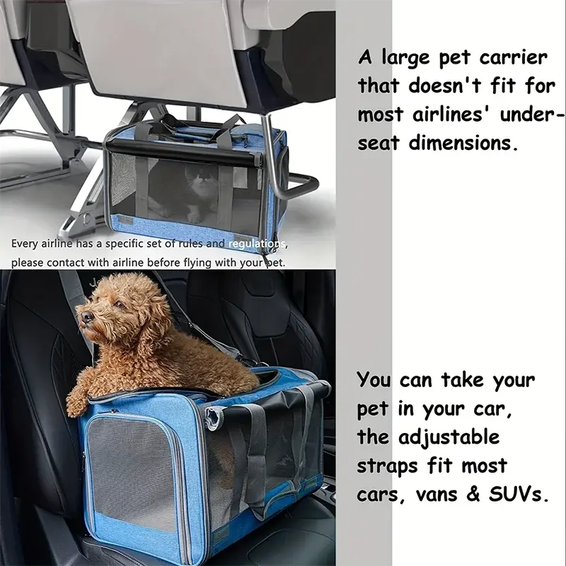 Airline Approved Cat Carrier Bag ag Mesh Breathable Folding Handbag Airline Approved Travel Pet Bag Kitten Transport Bag WLP Company