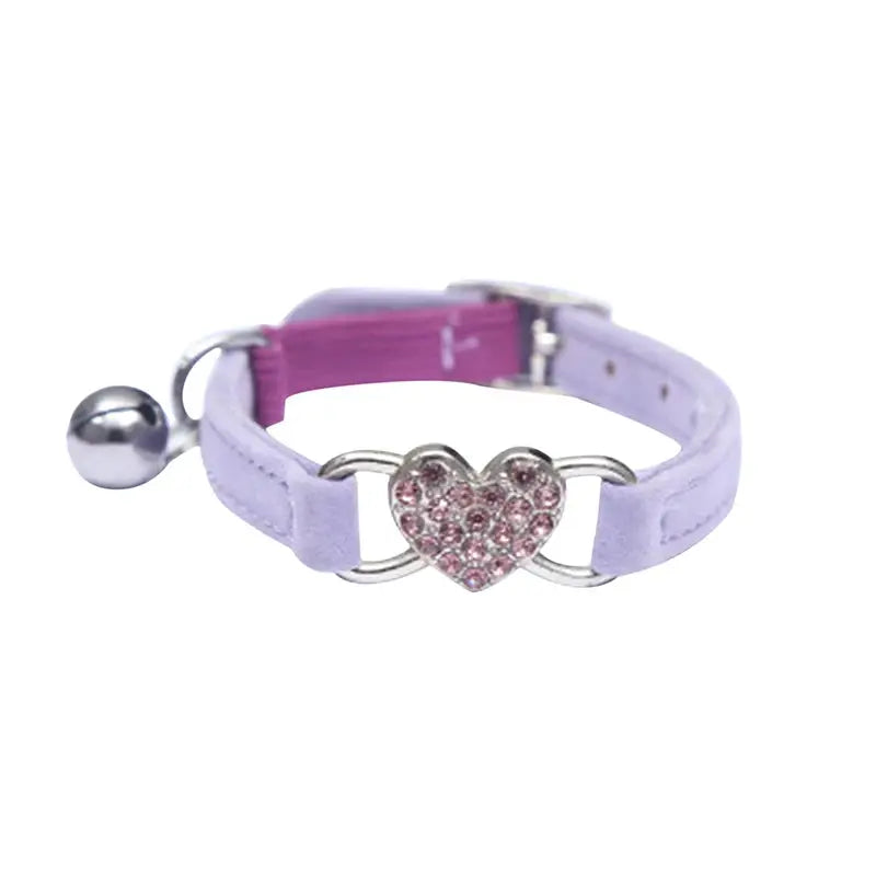heart charm collar New Heart Charm And Bell Cat and Small Dog Collar WLP Company