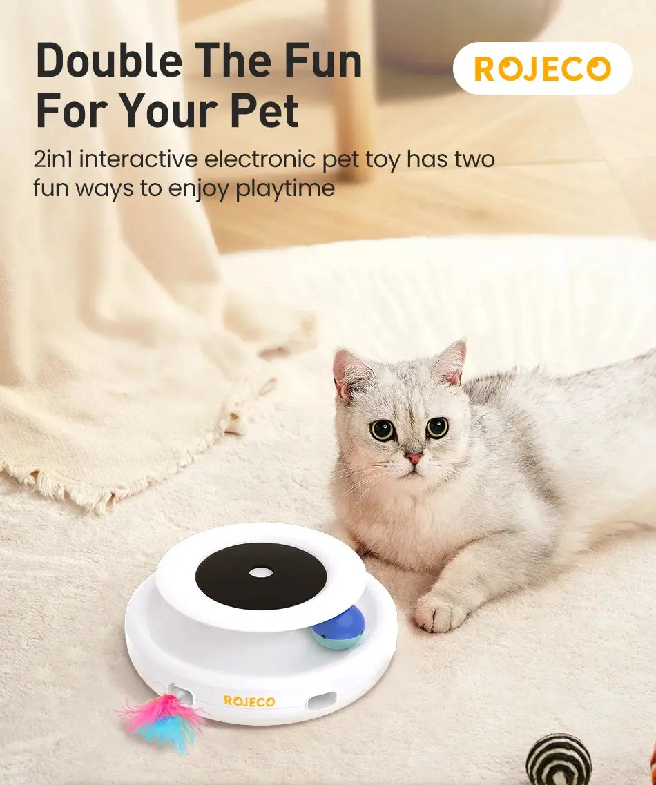 ROJECO 2 in 1 Smart Cat Toys Automatic Feather Fun Ball Toy Set WLP Company