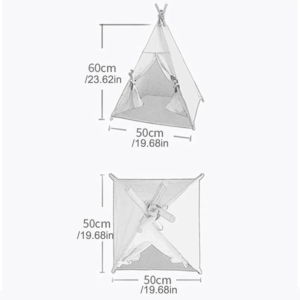 Extra Large Dog Tent - Perfect for Unrestricted Rolling - Linen & Wood Teepee