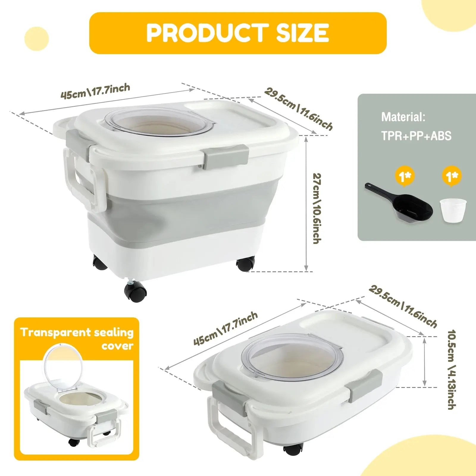 15/45KG Collapsible Pet Food Storage Barrel WLP Company
