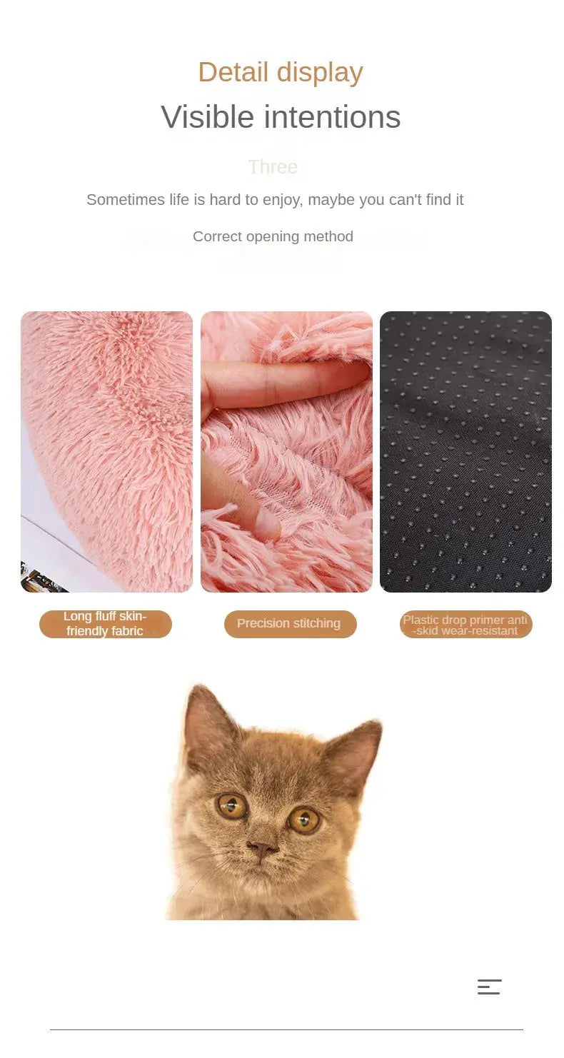 Home Plush Pet Nest Winter Cat Nest Dog Nest Warm Detachable and Washable Round Cat Nest Pet Bed Seasonal Universal Decoration WLP Company