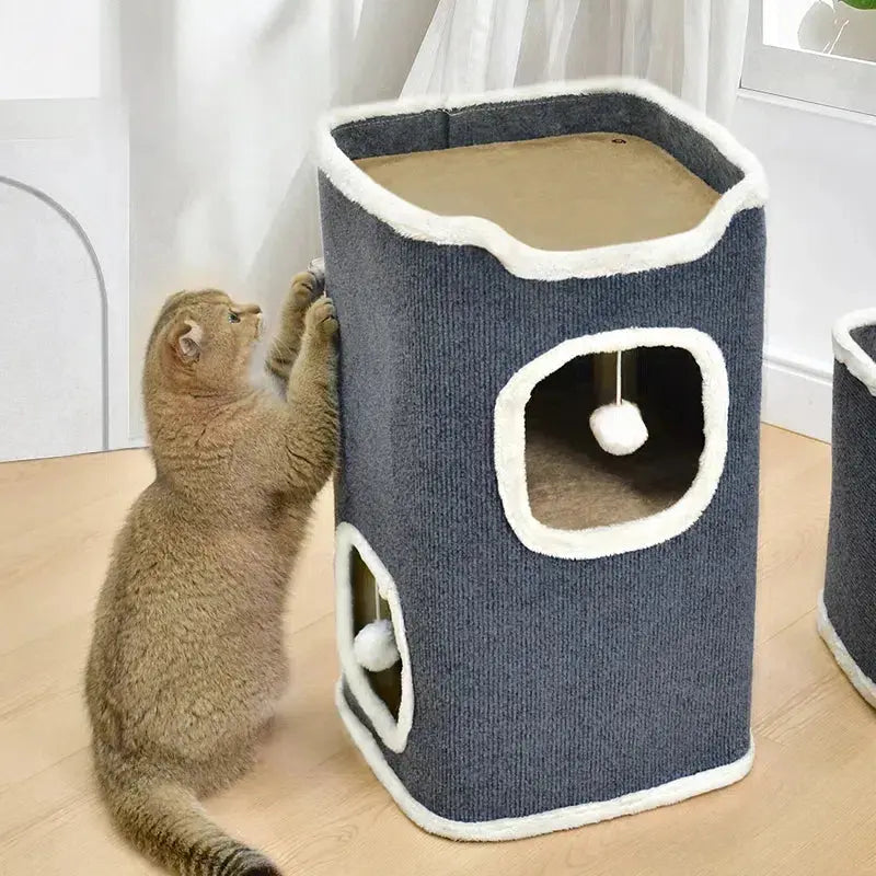 3-tiers Cat Bed Pet House Covered Cave with Soft Mat WLP Company