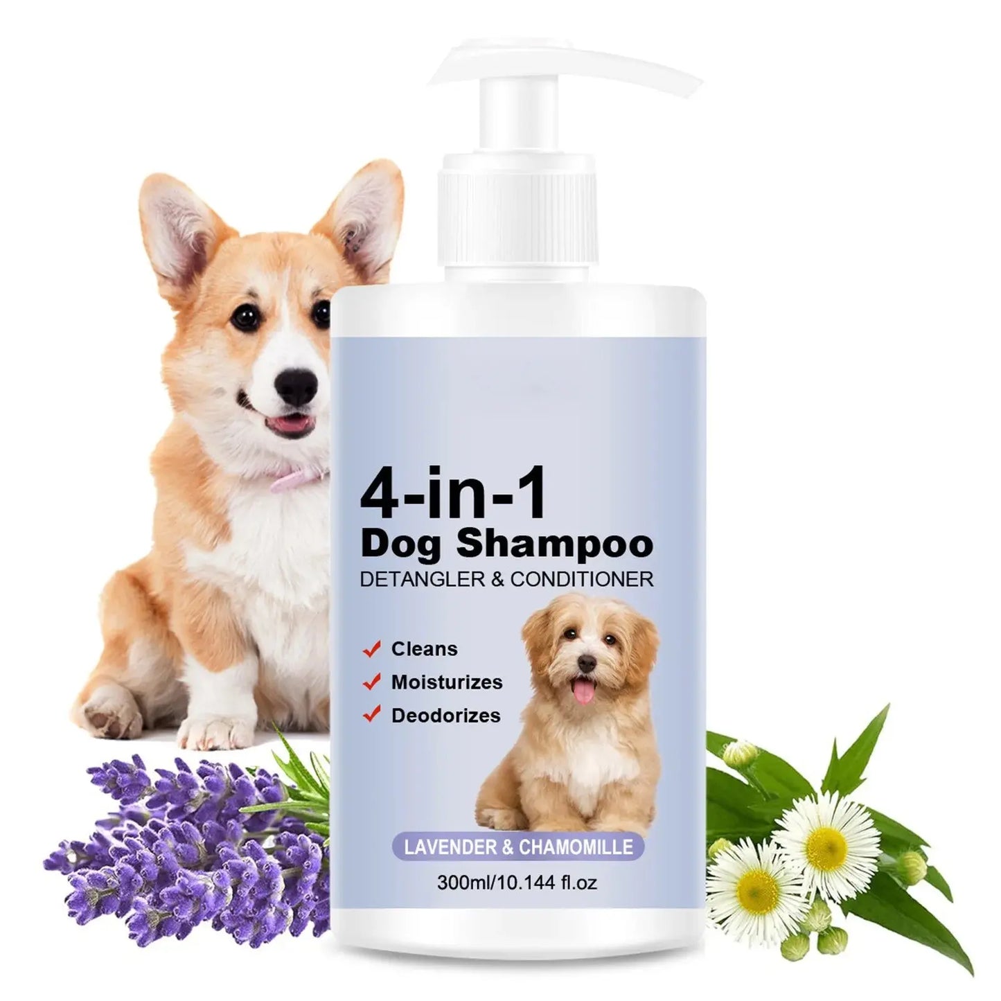 4-In-1 dog shampoo Dog Shampoo - Cleanses, Conditions, Smoothes, Moisturizes With Lavender Chamomile - Pet-Friendly Formula WLP Company