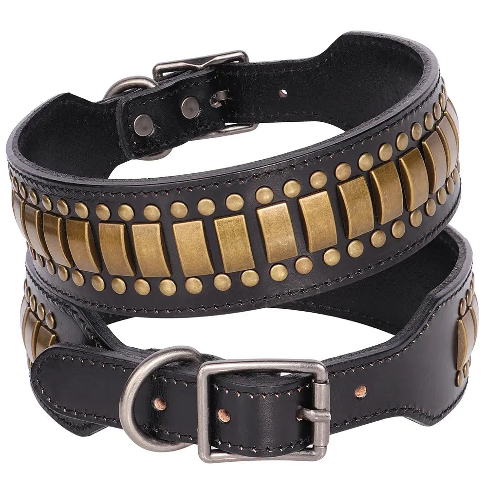 luxury dog collar 2inch Wide Luxury Genuine Leather Dog Collar WLP Company