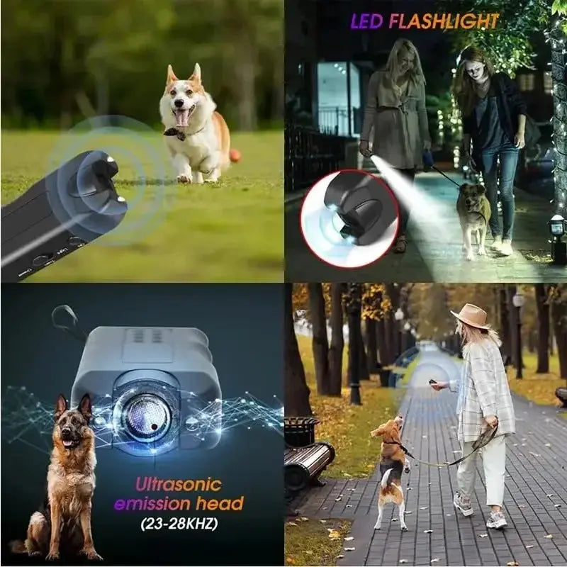 Portable Dog Deterrent Electronic Dog Repeller Ultrasonic Dog Repeller with Led Effective for Dogs Anti-barking Training Device WLP Company