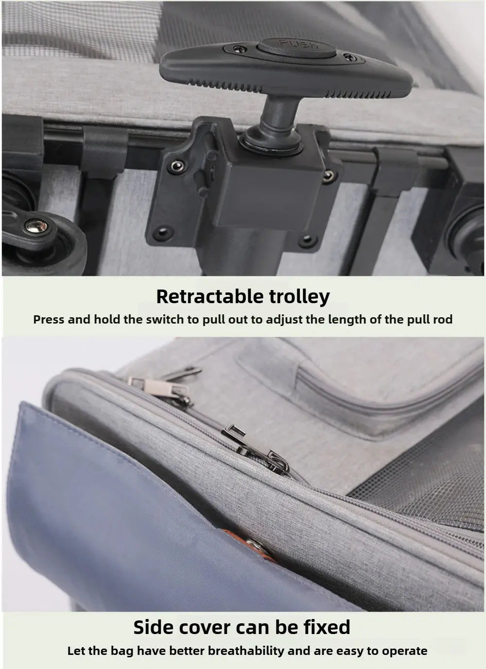 Multifunctional Cat Carrier with Trolley Large Capacity Breathable Foldable Pet Bag for Cats and Dogs WLP Company