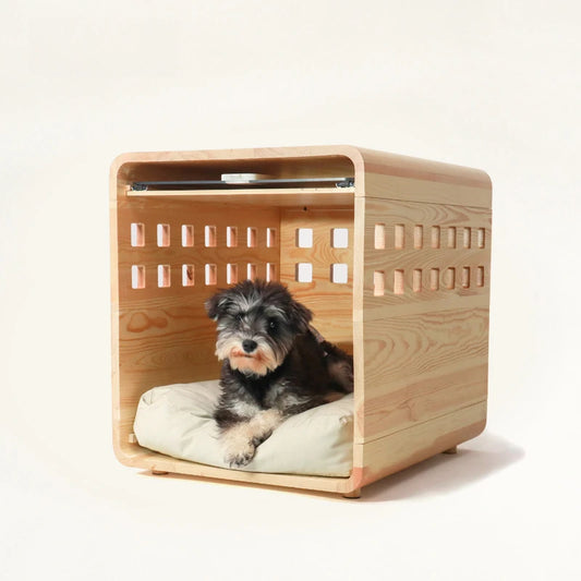 Solid Wood Ventilate Dog Cat House - Waterproof Pine Indoor Outdoor Pet Bed