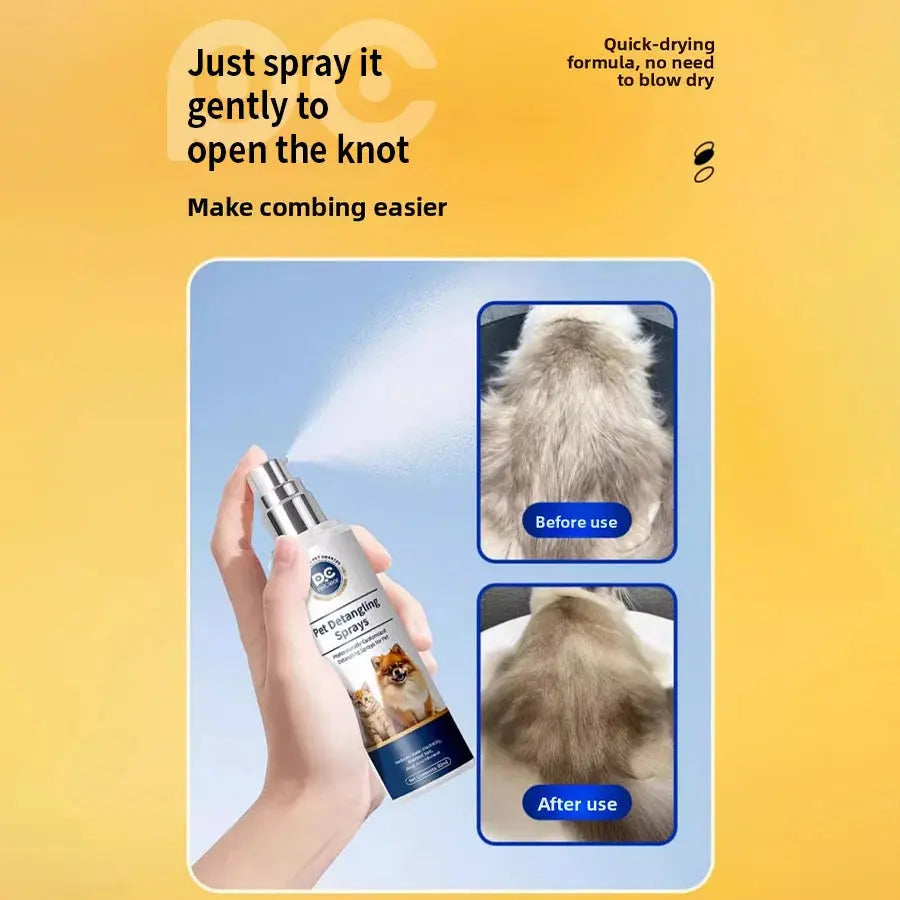 PETCLEAR Dog Cat Hair Detangling Spray 80ml Pet Detangler Spray for Matted Hair Cat Hair Regrowth Spray Dog Comforting Soothing WLP Company