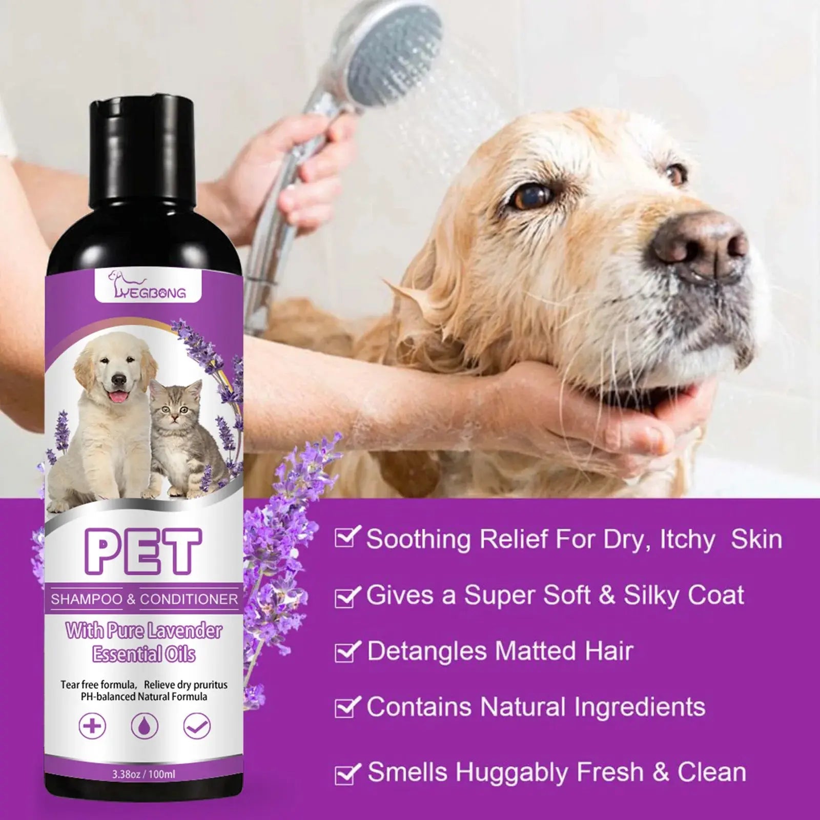 Pet Shampoo Flea Killer Hair Softening Relieve Itching Ph Balanced Cleaning Moisturizing Smooth Dog Shampoo for Sensitive Skin WLP Company