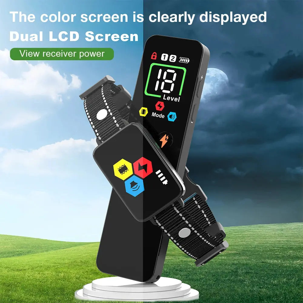 New D25T Dog Training Collar Color Screen Remote Control Dog Trainer Shock Vibration Stop Barking Collar for All Size Dogs WLP Company