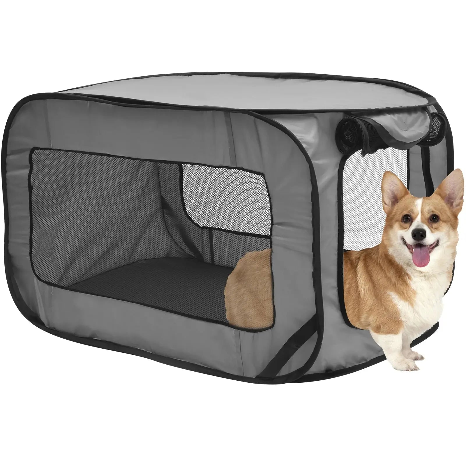 Dog Travel Crate Portable Pop Up Dog Crate with Zipper Mesh Door Foldable Small Dog Seat Kennel for Indoor Outdoor Puppy Cat WLP Company