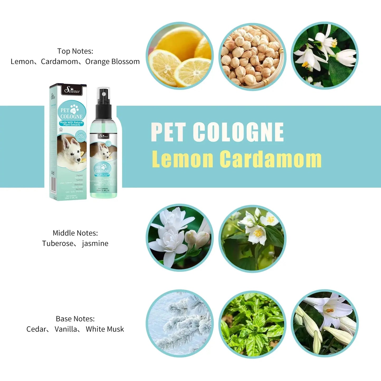 pet deodorizing spray 100 Ml Pet Deodorizing Perfume Spray, Cats & Dogs Eliminating Odors Natural Long-Lasting Fragrance (Lemon, Orange And Lavender) WLP Company