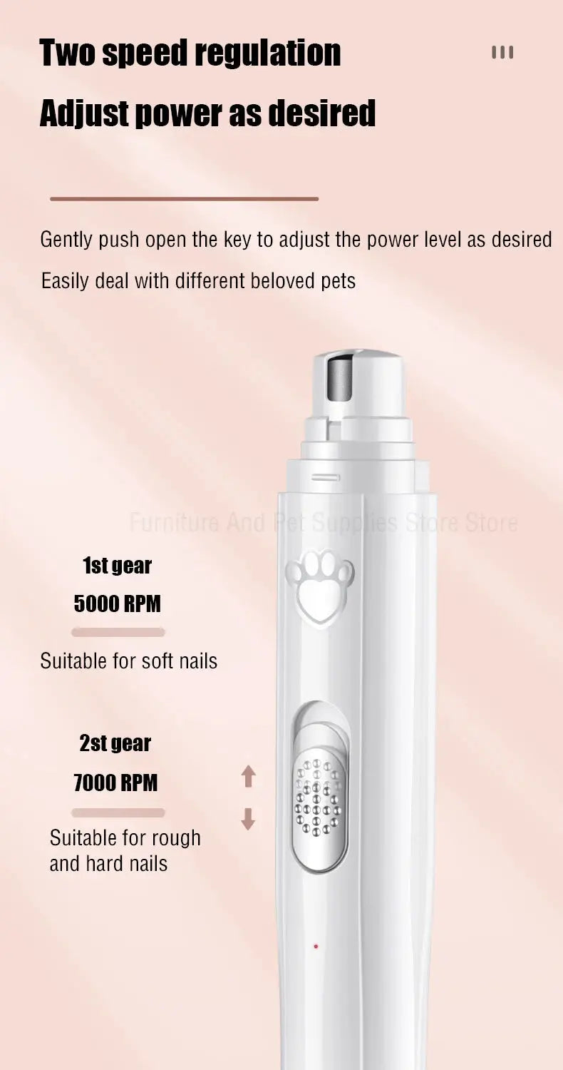 Electric Dog Nail Grinder Pet Nail Clipper USB Rechargeable Pet Nail Trimmers Painless with Polisher Wheel for Small/Large Pets WLP Company
