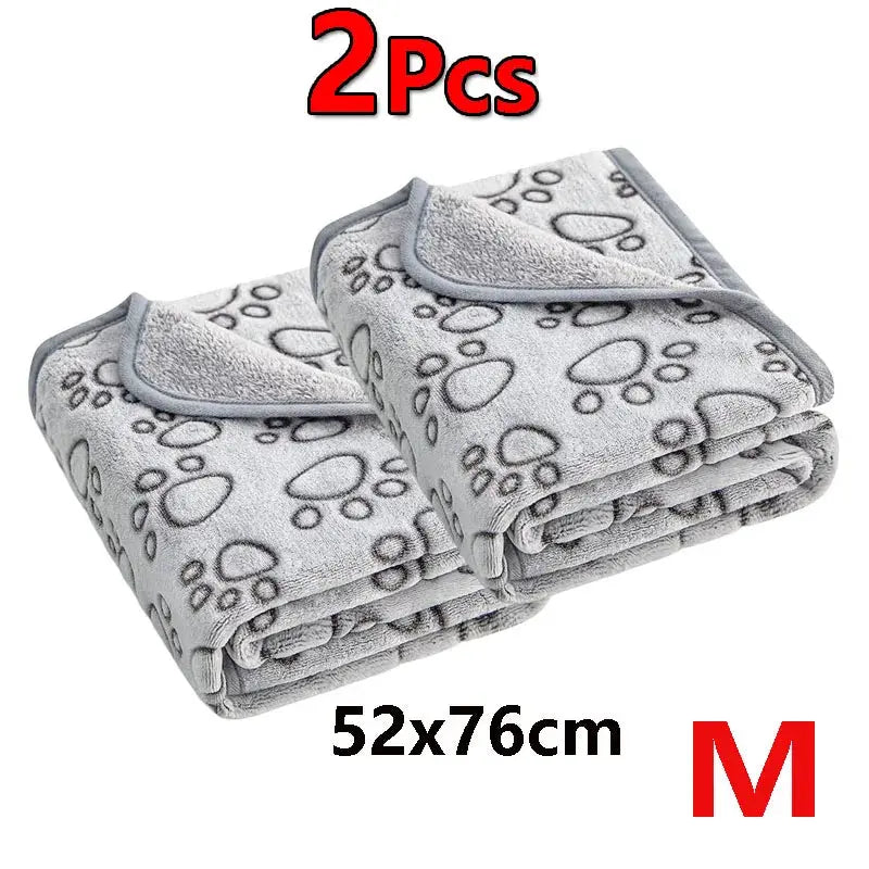 2PCS Soft Fluffy High Quality Pet Blanket Cute Cartoon Pattern Paw Print Dog Pet Mat Warm and Comfortable Blanket for Cat Dogs WLP Company
