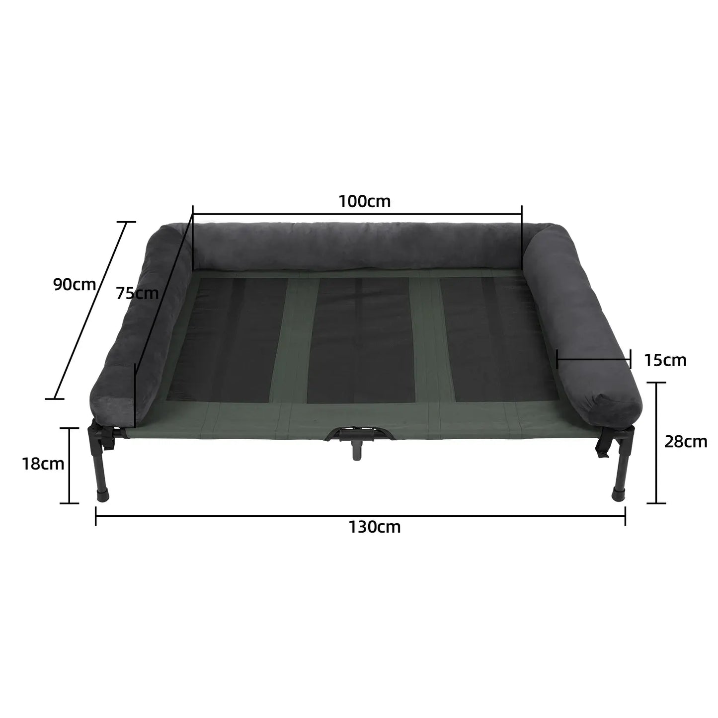 Dog Bed for Dogs and Cats Indoor Outdoor Elevated Pet Lounger Bed with Detachable Plush Bolster Cooling Summer L XL 2XL WLP Company
