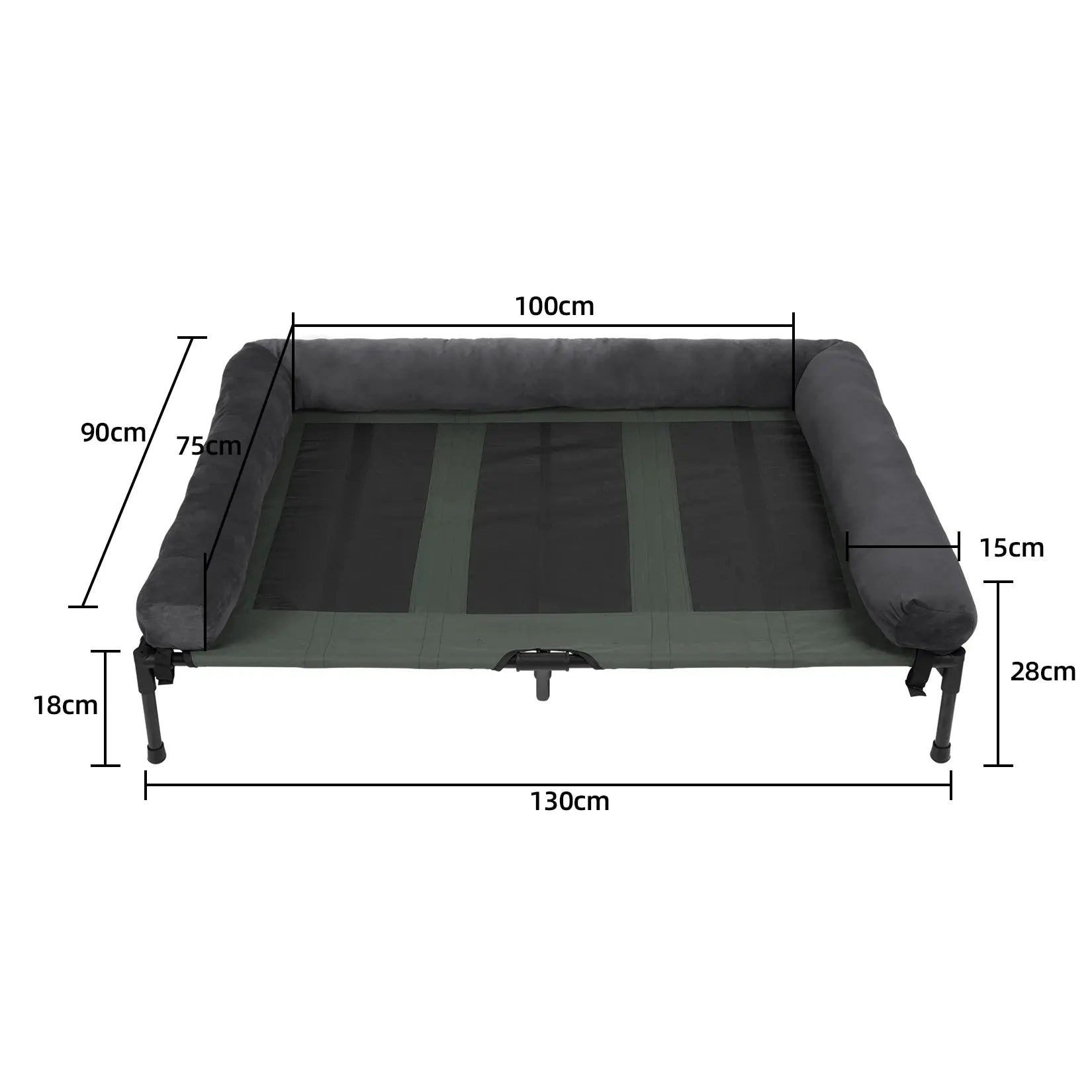 Dog Bed for Dogs and Cats Indoor Outdoor Elevated Pet Lounger Bed with Detachable Plush Bolster Cooling Summer L XL 2XL WLP Company