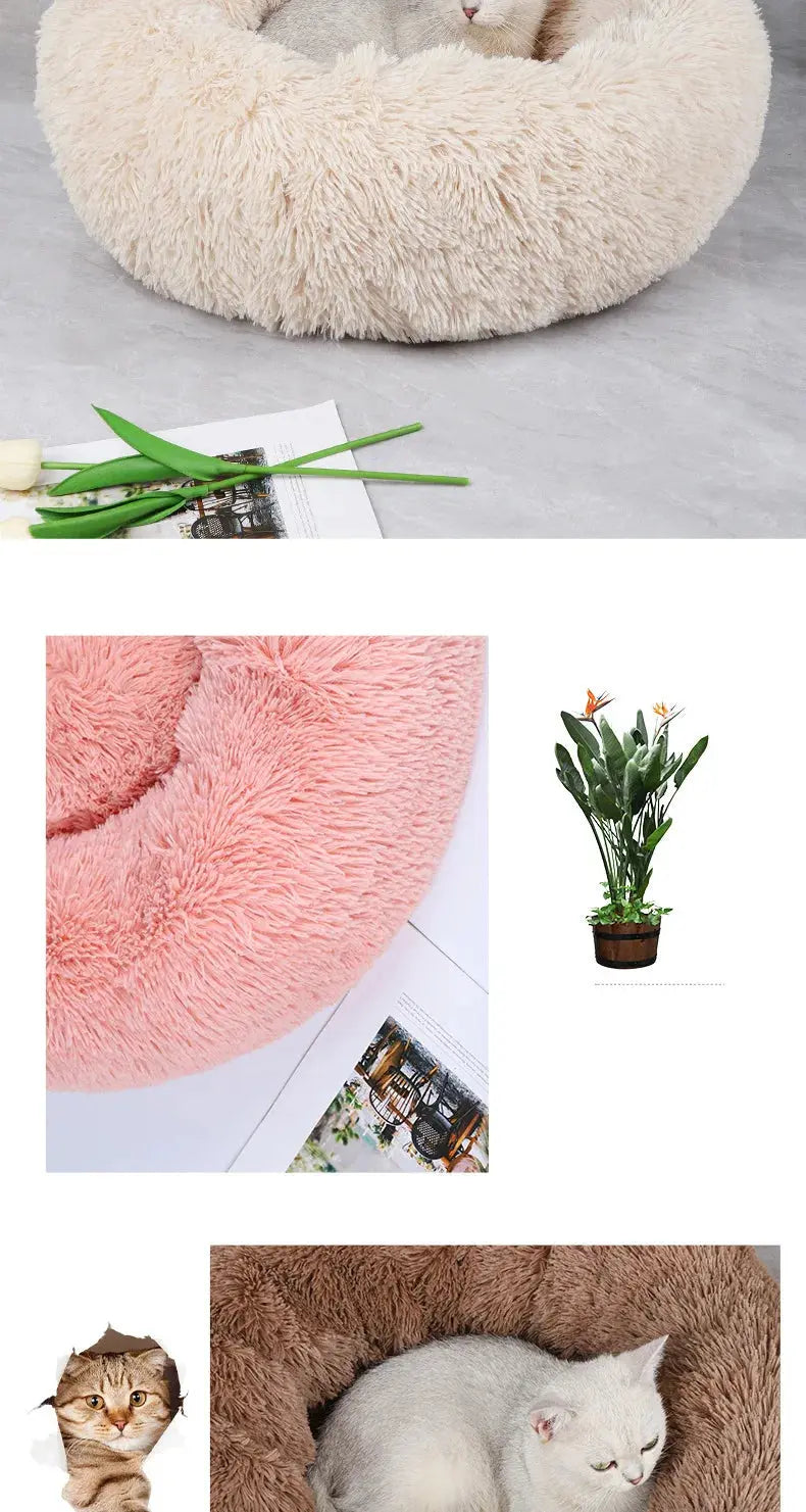 Home Plush Pet Nest Winter Cat Nest Dog Nest Warm Detachable and Washable Round Cat Nest Pet Bed Seasonal Universal Decoration WLP Company
