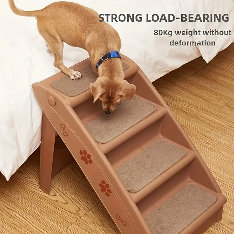 1pc Right-Angle Foldable Pet Ladder,Cute Paw Prints & Bone Design, Easy To Assemble & Store, Non-Slip Stairs for Home Use WLP Company