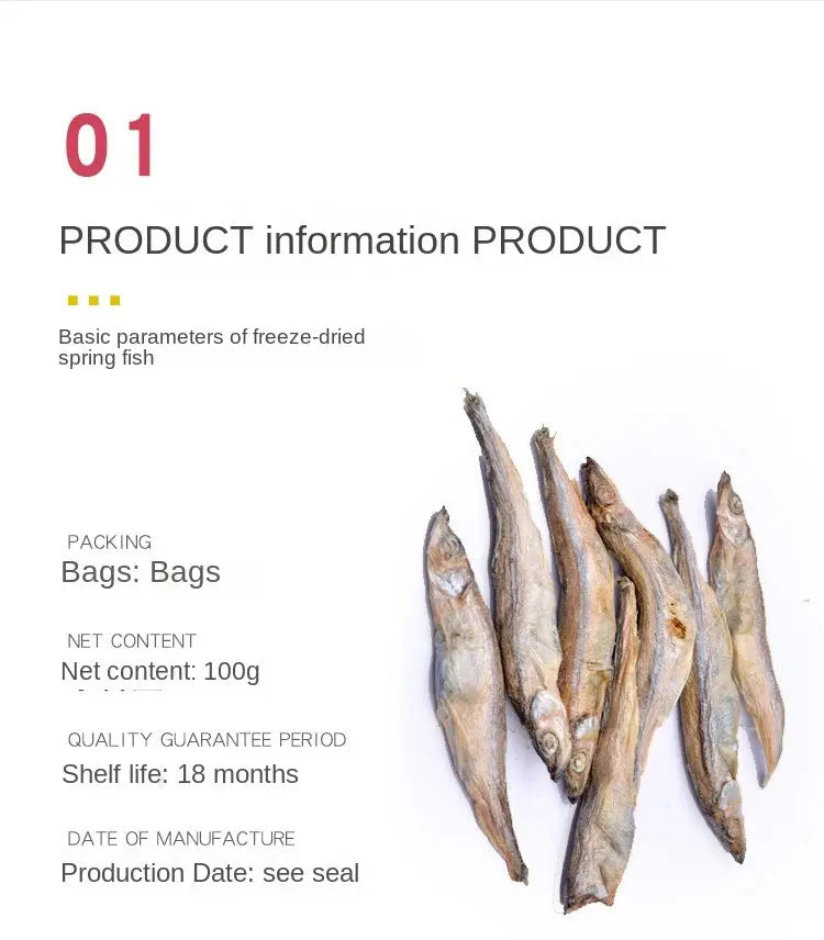 Dog Snacks Freeze-dried Spring Fish Large Full Seed Dried Pet Fish WLP Company