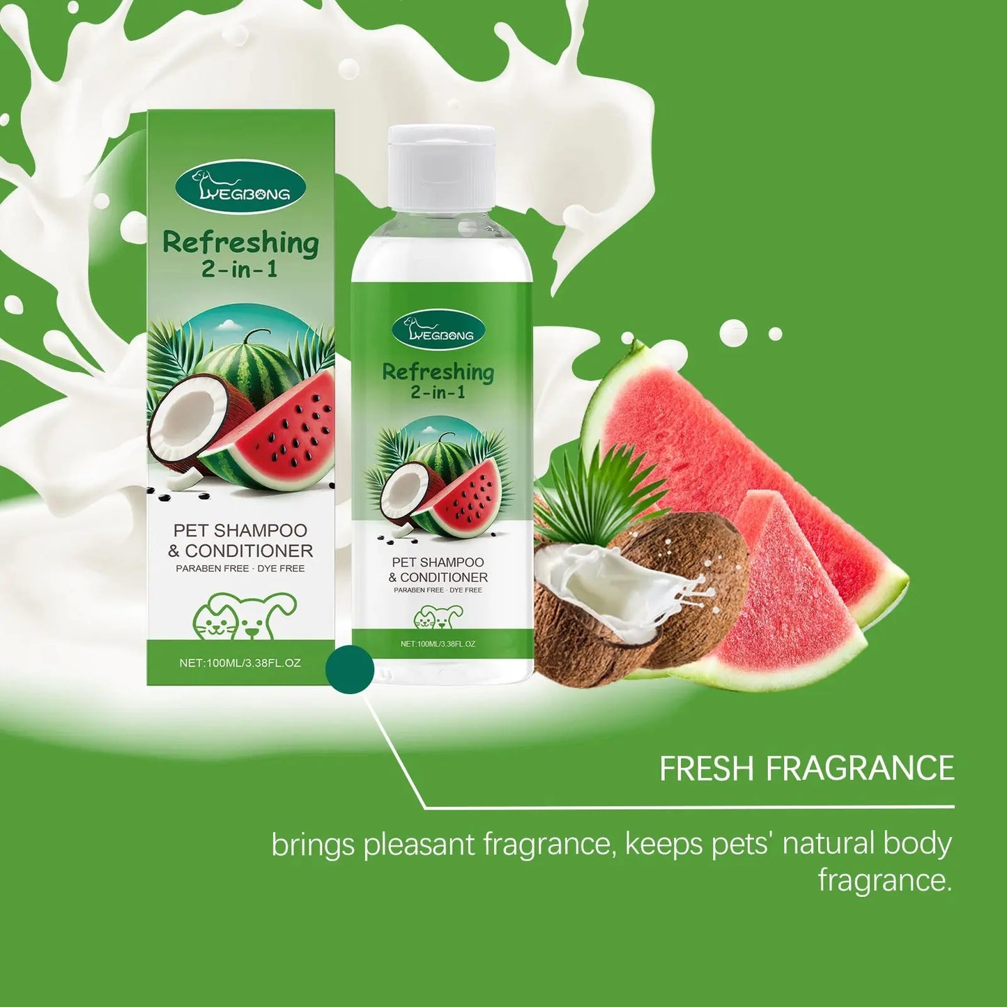 dog shampoo Yegbong Pet Shampoo Conditioner 2-in-1 Remove Dirt Smooth Fur Relieve Itching Deodorizing Long Lasting Fragrance Dogs Shower Gel WLP Company