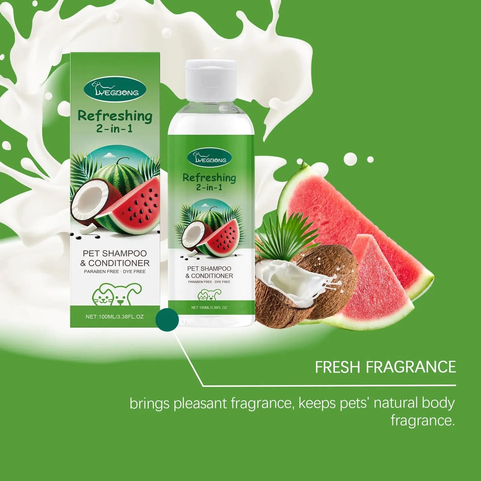 dog shampoo Yegbong Pet Shampoo Conditioner 2-in-1 Remove Dirt Smooth Fur Relieve Itching Deodorizing Long Lasting Fragrance Dogs Shower Gel WLP Company