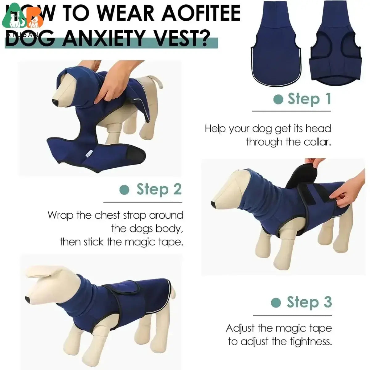 Dog anxiety vest /Calming Vest with Hoodie for noise WLP Company