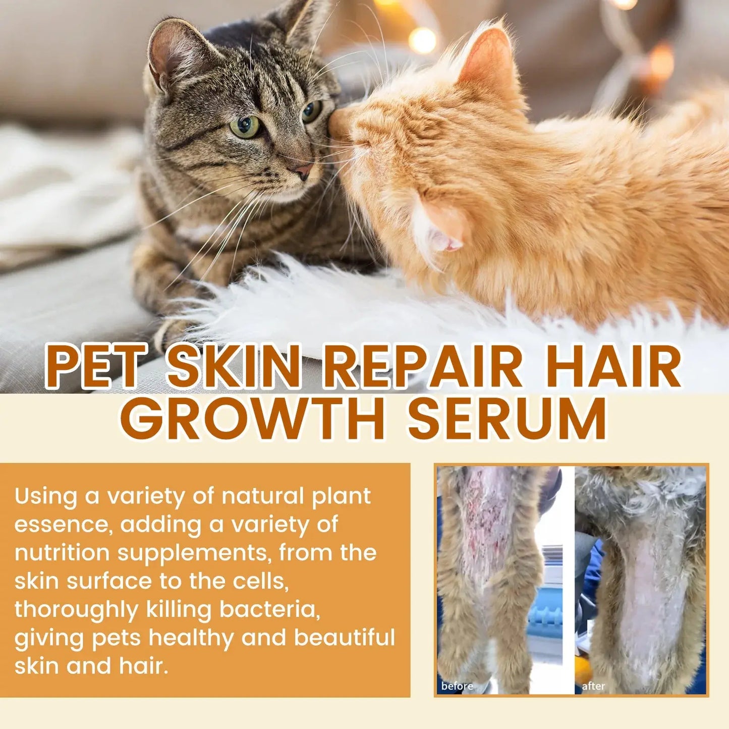 Cat Skin Care Spray Pet Flea Mite Eliminator Dog Itchy Skin Treatment Pet Wound Repair Cat Hair Regrowth Dog Hair Repair Serum WLP Company