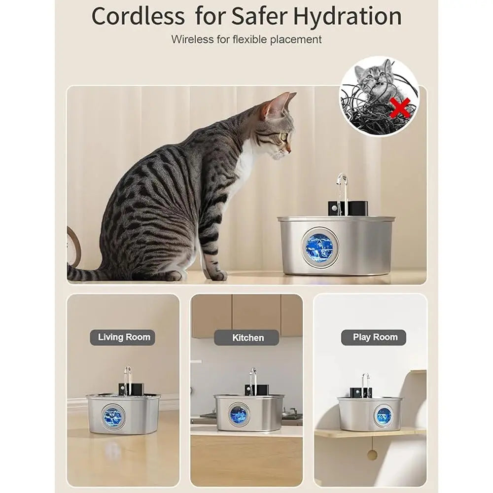 wireless pet water feeder  Stainless Steel Pet Water Feeder with Fountain - Smart Hydration Solution WLP Company