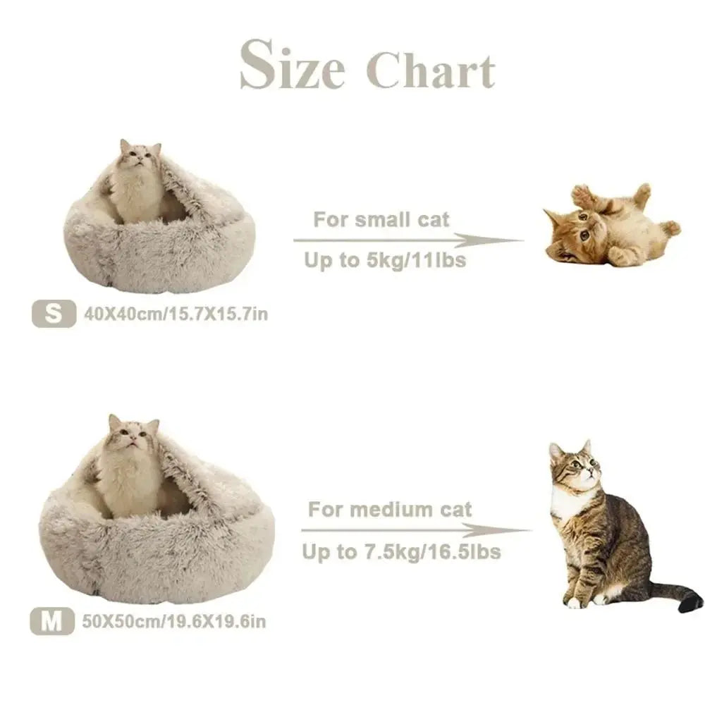 cats bed Round Plush Bed - Soft Warm Enclosed Sleep Bag & Cave Basket WLP Company