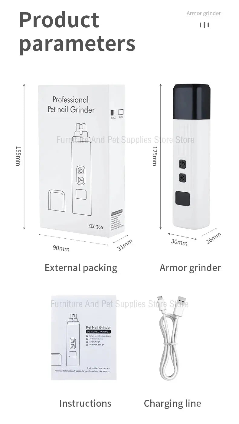 Electric Dog Nail Clippers for Dog Nail Grinders Rechargeable USB Charging LED Light Pet Quiet Cat Paws Nail Grooming Supplies WLP Company