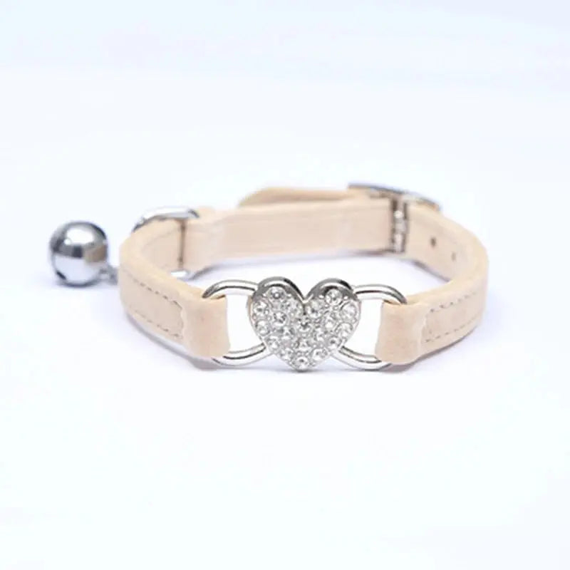 heart charm collar New Heart Charm And Bell Cat and Small Dog Collar WLP Company