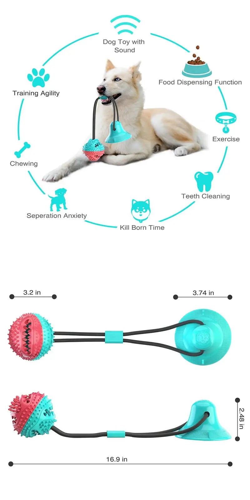 Dog Chew Toys Dog Chiew/Leaking Food Ball with Ropes WLP Company