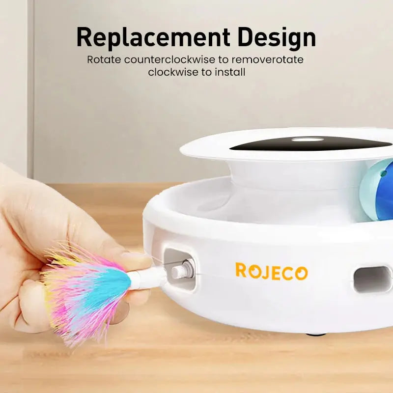 ROJECO 2 in 1 Smart Cat Toys Automatic Feather Fun Ball Toy Set WLP Company