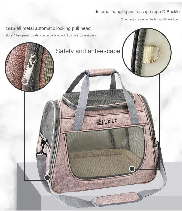 Portable Cat Bag Car-mounted Large Side Window Can Be Equipped with Trolley Pet Bag Breathable Travel Shoulder Folding Cat Bag WLP Company