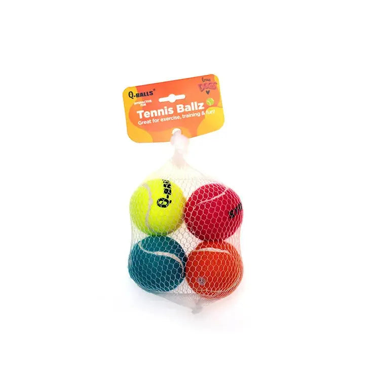 4Pcs/Set Dog Toy Q-MONSTER Thick Walled Natural Rubber Squeak Chew Balls for Dogs Tennis Interactive Bouncy Balls for Training WLP Company