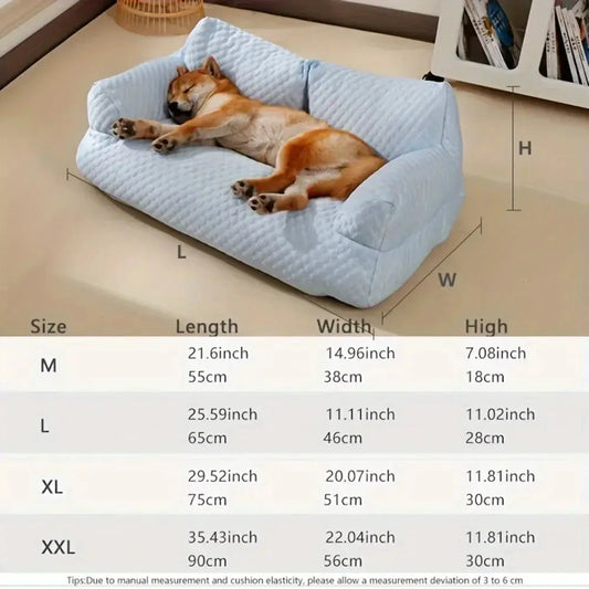self cooling pet bed Summer Self Cooling Sofa Bed for Small/Medium Dogs/Cats Ice Silk Pearl Cotton Removable Washable Pet Bed with Nonslip Bottom WLP Company