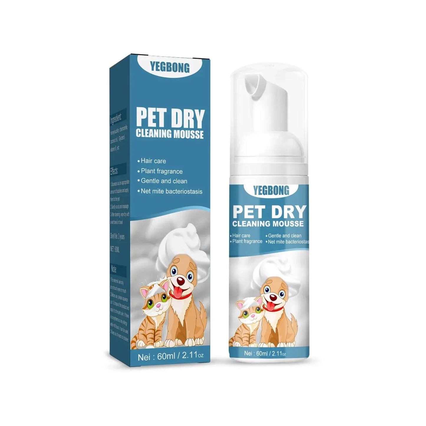 Pet Dry Shampoo Puppy Kitten Dry Cleaning Foam Shampoo Safe Bathless Cleaning Odor Eliminator Itch Relief Pet Grooming Supplies WLP Company