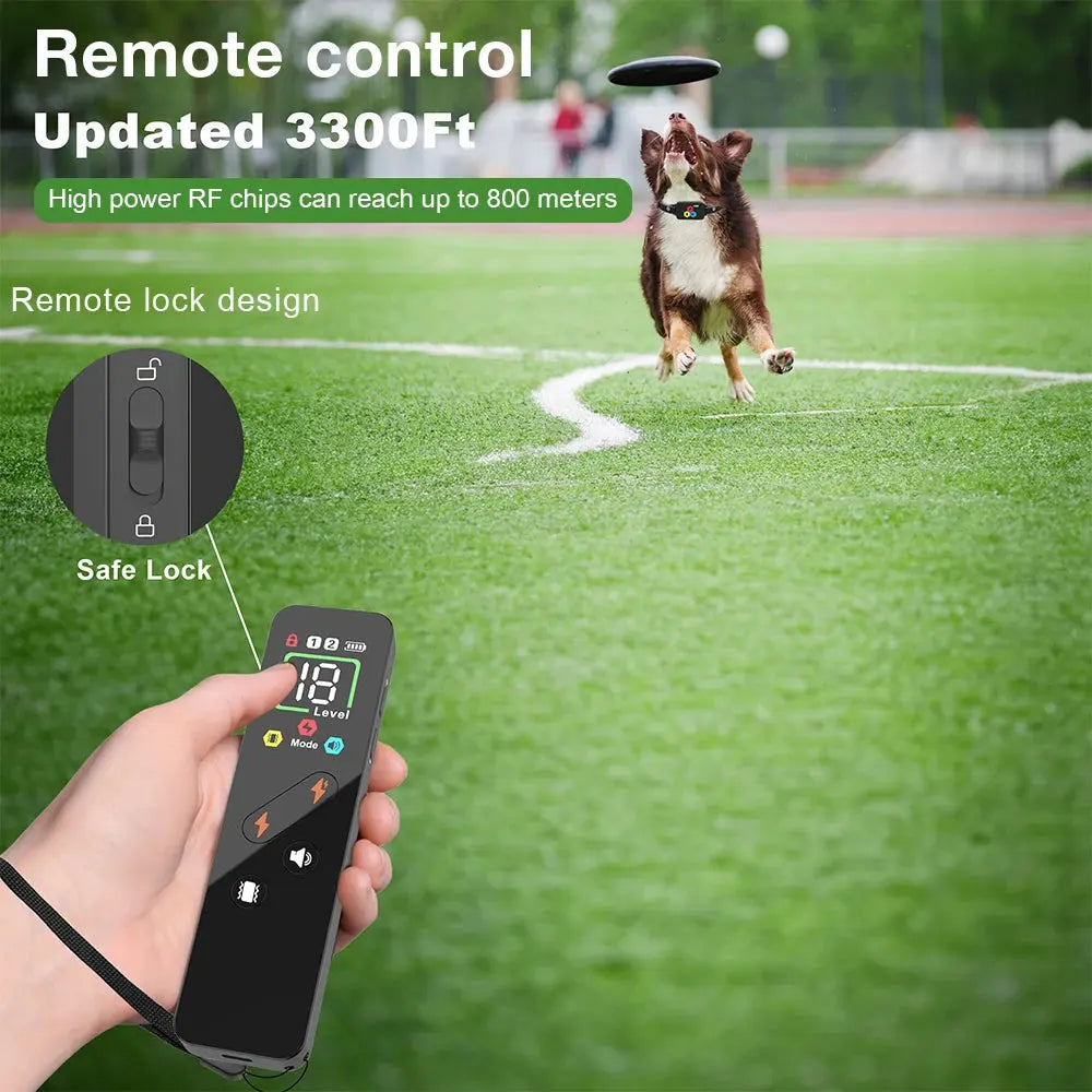 New D25T Dog Training Collar Color Screen Remote Control Dog Trainer Shock Vibration Stop Barking Collar for All Size Dogs WLP Company