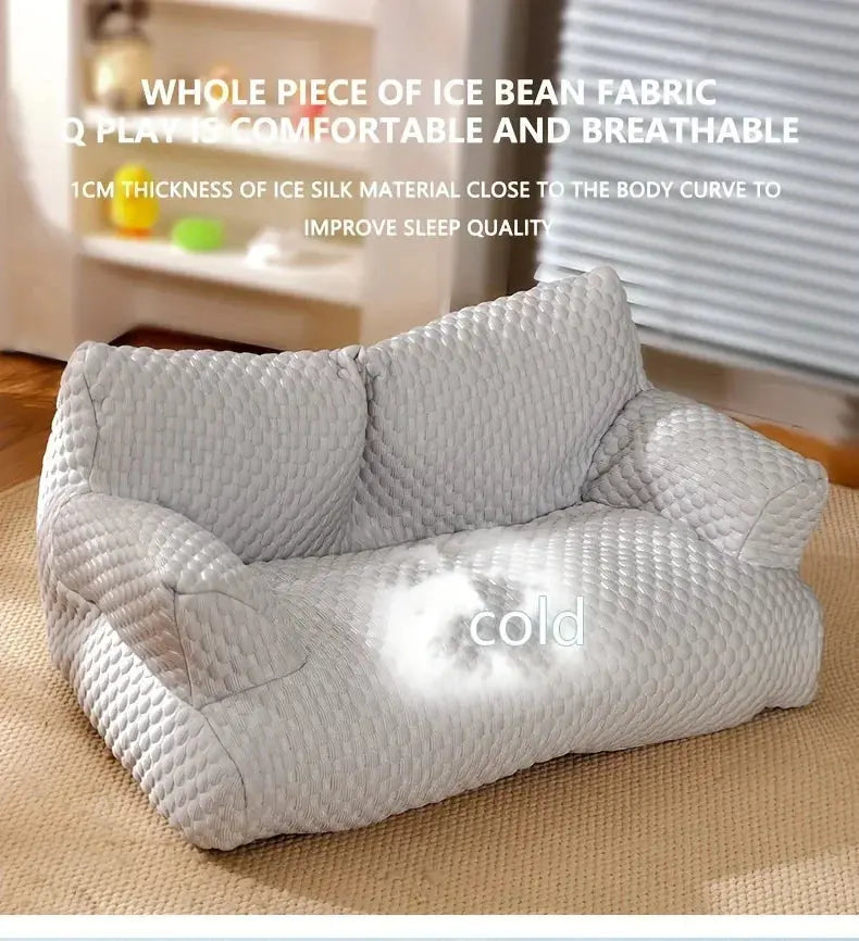 self cooling pet bed Summer Self Cooling Sofa Bed for Small/Medium Dogs/Cats Ice Silk Pearl Cotton Removable Washable Pet Bed with Nonslip Bottom WLP Company