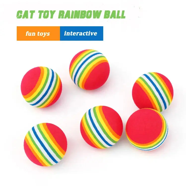10Pcs Colorful Cat Toy Ball EVA Bite-Resistant Elastic Rainbow Ball Kitten Puppy Chewing Training Interactive Toys Pet Supplies WLP Company