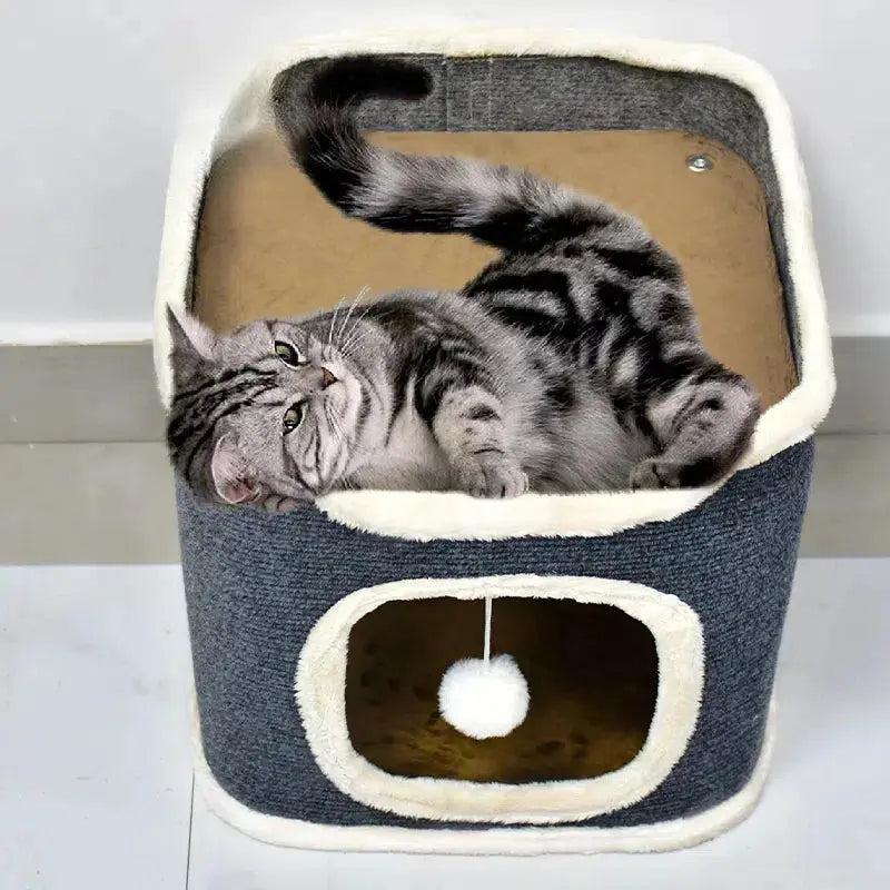 3-tiers Cat Bed Pet House Covered Cave with Soft Mat WLP Company