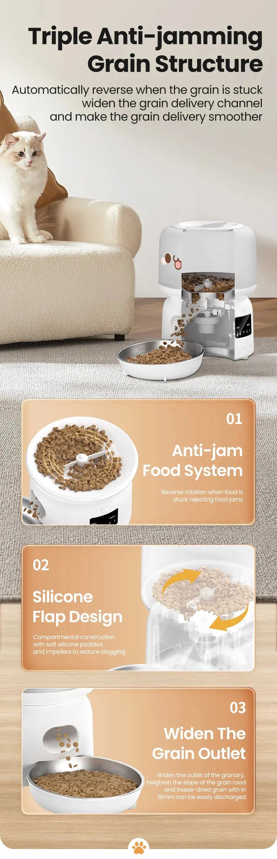 Remotely Controlled Feeding ROJECO 3L Smart Pet Feeder WLP Company