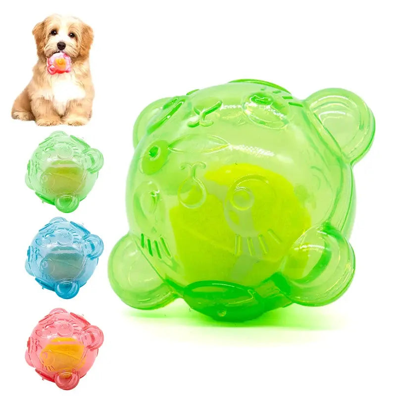 Pet Dog Chew Toy Cute Bear Head Resistant Bite Puppy Toys with Tennies Teeth Cleaning Sound Dog Toy Large Small Dog Squeaky Toy WLP Company
