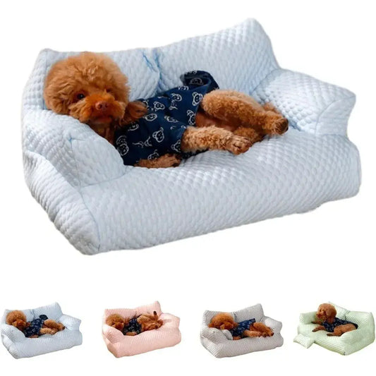 self cooling pet bed Summer Self Cooling Sofa Bed for Small/Medium Dogs/Cats Ice Silk Pearl Cotton Removable Washable Pet Bed with Nonslip Bottom WLP Company