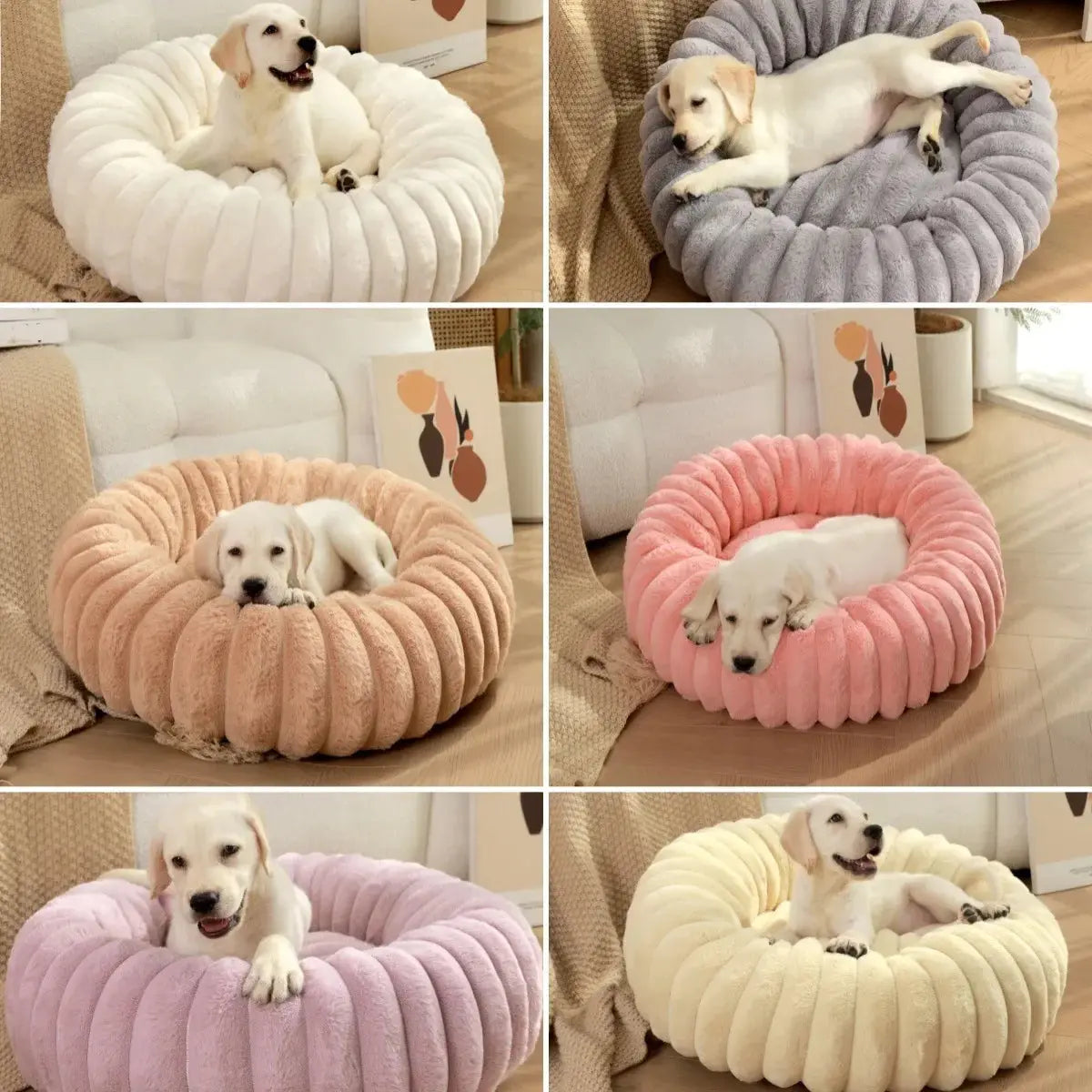 pet bed Nest High Weight Straight Strip Rabbit Plush Pet Mat Long Hair Round Cat Nest Winter Warm Dog Bed Dog Nest WLP Company