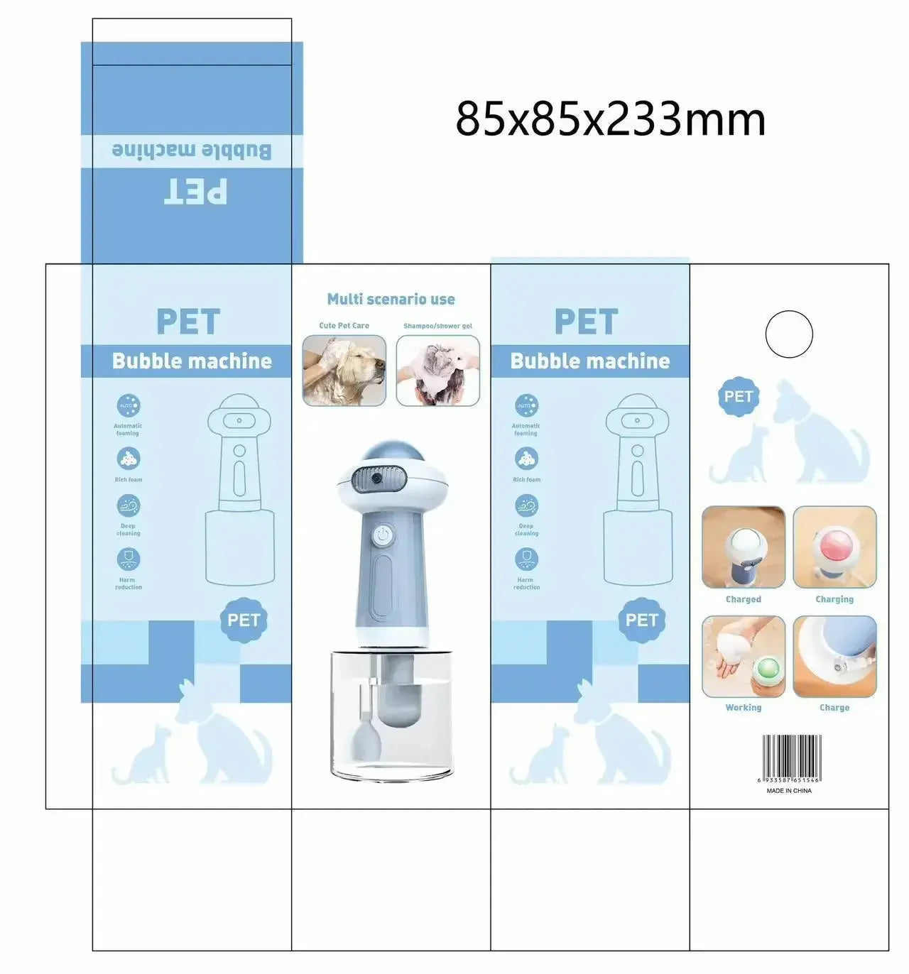 Automatic Dog Soap Dispenser Wireless Mute USB Dog Grooming Frother Cat Deeper Cleaning Bath Shampoo Foam Sprayer Pet Supplies WLP Company