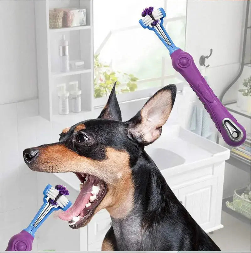 Three Sided Pet Toothbrush Multi-angle Toothbrush Cleaning Dog Cat Brush Bad Breath Pet Dental Care Cat Cleaning Mouth WLP Company